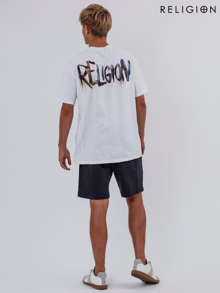 Religion White Rel Watercolour 100% Cotton T-Shirt (F86542) | AED204