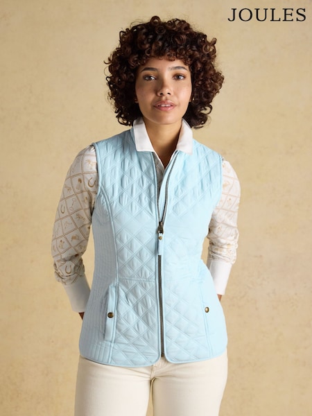 Joules Minx Blue Showerproof Diamond Quilted Gilet (F86654) | OMR31