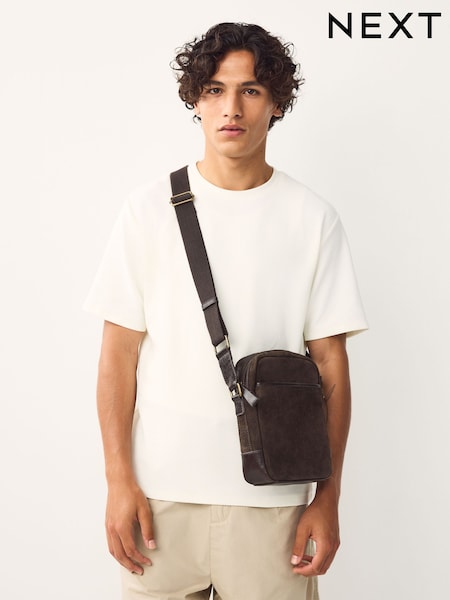 Chocolate Brown Suede Cross-Body Bag (F86796) | €62