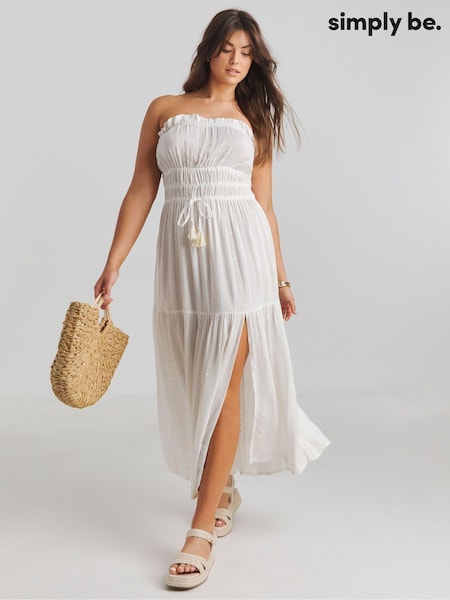 Simply Be Beach To Beach Lurex Bandeau Maxi Beach Dress (F86802) | €50