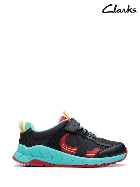 Clarks Black Blue Kids Selva Hero Shoes (F86864) | €54 - €60