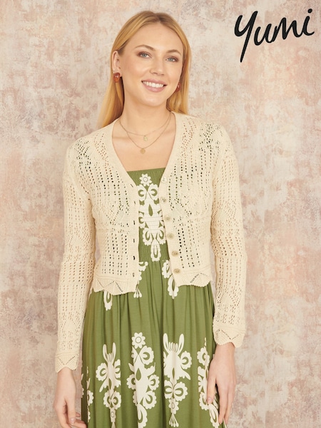 Yumi Crochet Knitted Cropped Cardigan (F86875) | 320 LEI