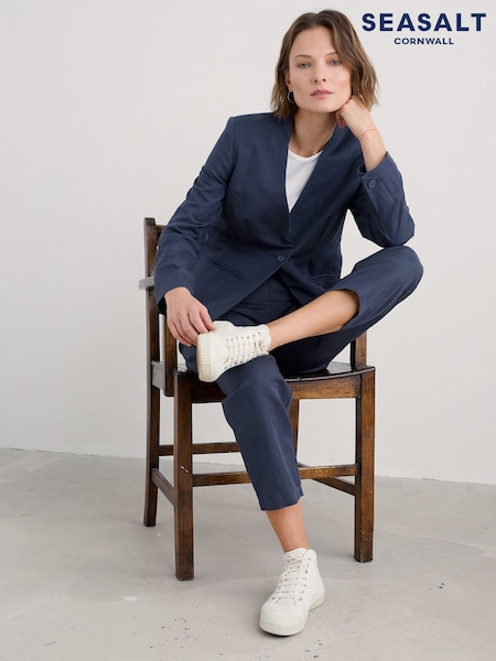 Seasalt Cornwall Blue Quintet Linen Blend Blazer (F87003) | ₪603