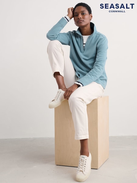 Seasalt Cornwall Clear Wing V-Neck Collared 100% Cotton Sweatshirt (F87011) | ‏291 د.إ.‏