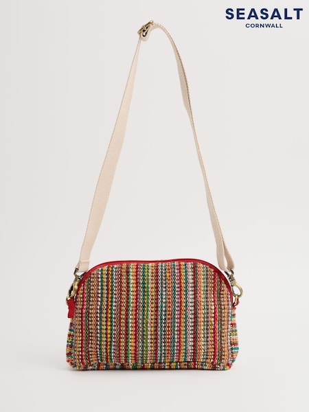 Seasalt Cornwall Brown Flourish Jute Striped Cross-Body Bag (F87024) | ₪181