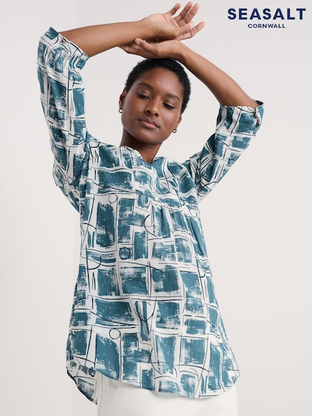 Albastru - Seasalt Cornwall Op Art 100% Cotton Tunic Top (F87043) | 447 LEI