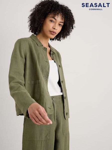 Seasalt Cornwall Green Arame Linen Jacket (F87062) | ₪453