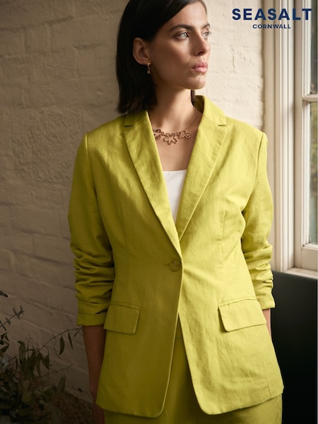 Seasalt Cornwall Green Erica Linen Blend Blazer (F87077) | ₪603