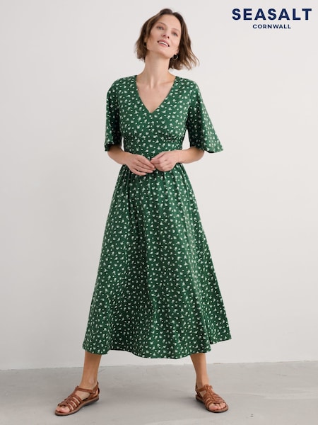 Seasalt Cornwall Dark Green Petite Bell Gable Above-Ankle Dress (F87082) | €89