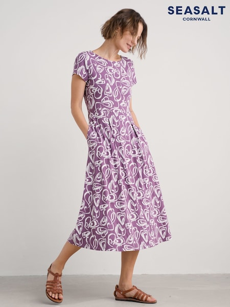 Seasalt Cornwall Purple Tall April Short Sleeve Dress (F87123) | €77