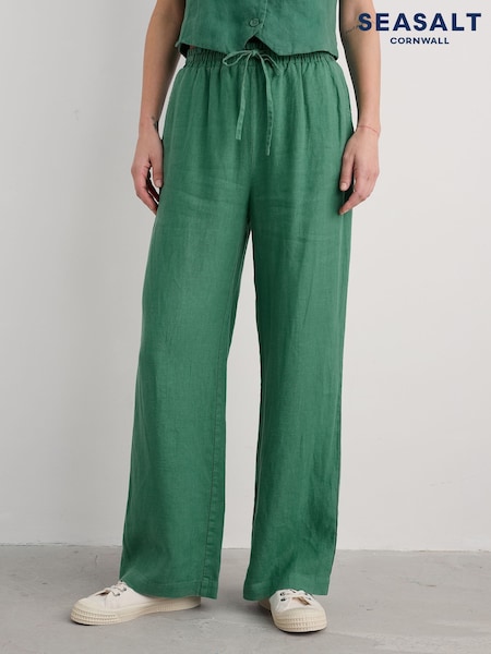 Grün - Seasalt Cornwall Tide Flow Wide Leg 100% Linen Trousers (F87142) | 116 €