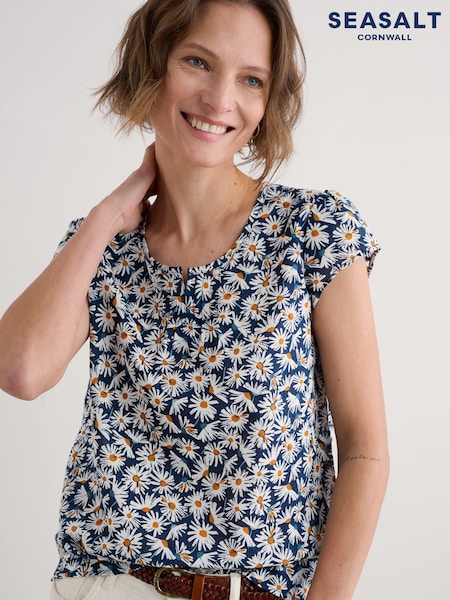 Seasalt Cornwall Blue Garden Gate 100% Cotton Top (F87159) | ₪216