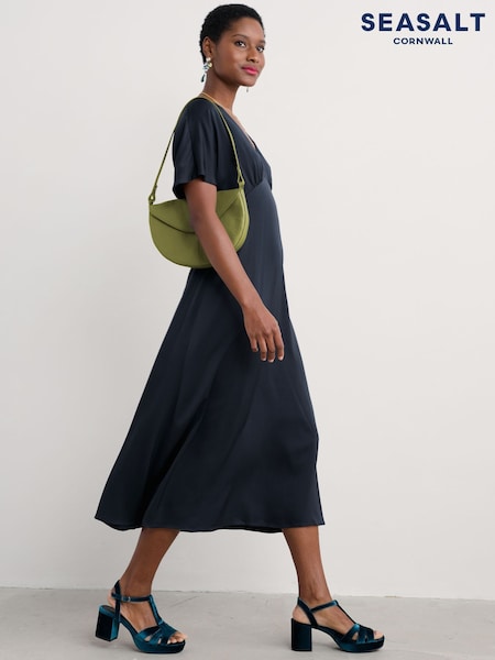 Seasalt Cornwall Blue Evenglow Satin Dress (F87160) | €142