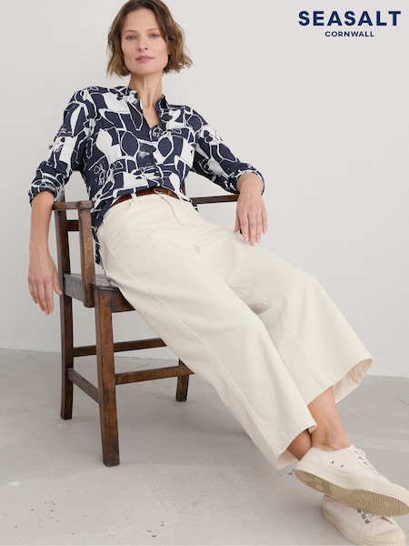 Seasalt Cornwall Navy Larissa 100% Cotton Shirt (F87168) | €79