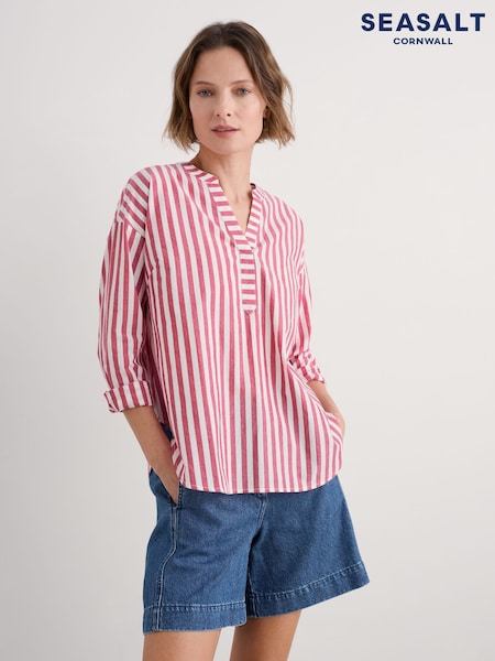 Seasalt Cornwall Red Appletree Keyhole Detail 100% Cotton T-Shirt (F87170) | €95