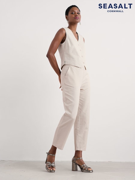 Seasalt Cornwall Natural Erica Linen Blend Waistcoat (F87177) | €111