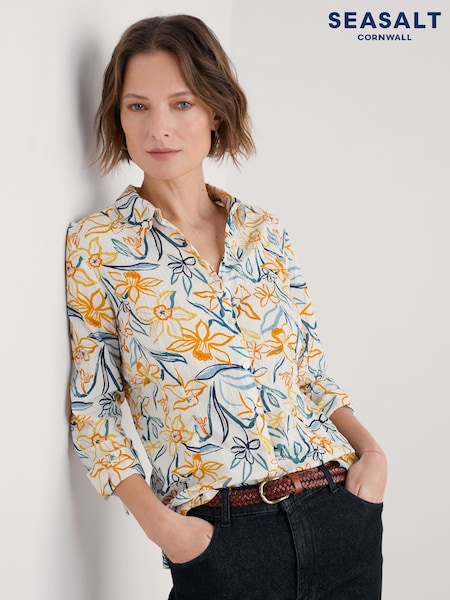 Seasalt Cornwall Yellow Larissa 100% Cotton Shirt (F87207) | ₪251