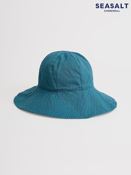 Seasalt Cornwall Teal Blue Celia Cotton Sun Hat (F87228) | €42