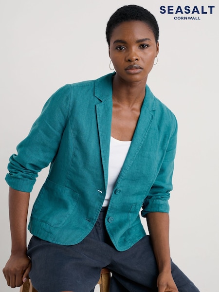 Seasalt Cornwall Blue Petite Arame Linen Jacket (F87251) | ₪453