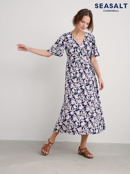 Seasalt Cornwall Navy Petite Bell Gable Above-Ankle Dress (F87263) | €89