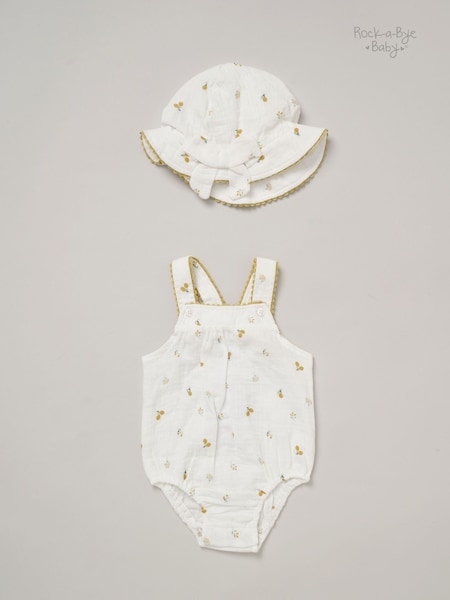 Rock-A-Bye Baby Boutique Printed White 100% Cotton All in One (F87312) | kr257