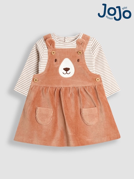 JoJo Maman Bébé Brown Dungaree Dress & Body Set (F87334) | AED163 - AED169