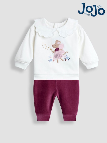 JoJo Maman Bébé Berry Appliqué Sweatshirt & Velour Legging Set (F87336) | €47