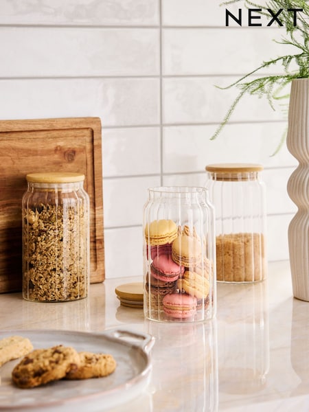Set of 3 Clear Small Glass Ottilie Storage Jars (F87343) | €28