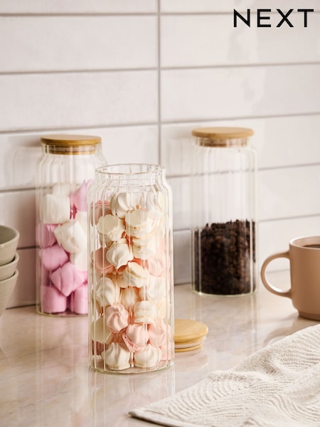 Set of 3 Clear Glass Ottilie Storage Jars (F87344) | €35