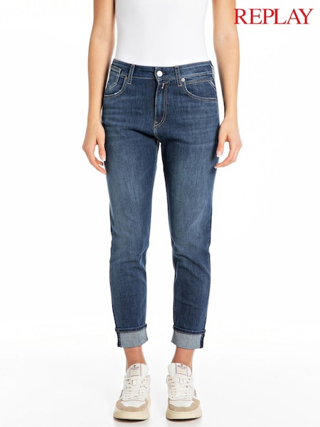 Replay Mid Blue Denim Boyfriend Fit Marty Jeans (F87349) | AED757