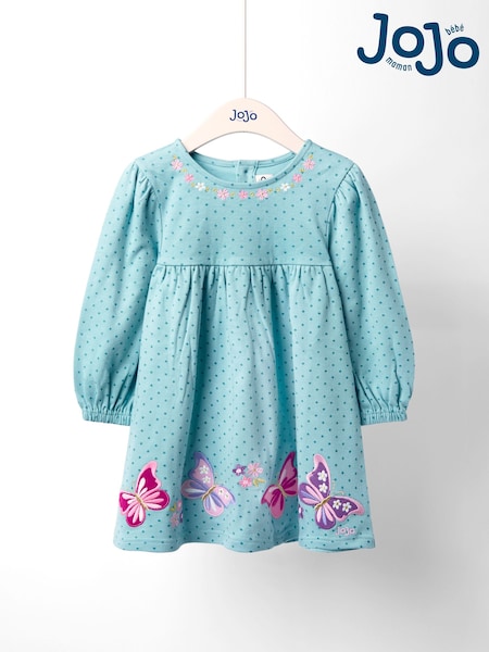 JoJo Maman Bébé Green Mouse And Tea Cup Applique Dress (F87372) | AED147 - AED167