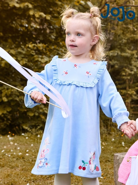 JoJo Maman Bébé Blue Mouse And Tea Cup Applique Dress (F87374) | R$ 225 - R$ 255