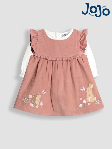 JoJo Maman Bébé Pink Frill Cord Appliqué Dress & Body Set (F87422) | AED186 - AED198