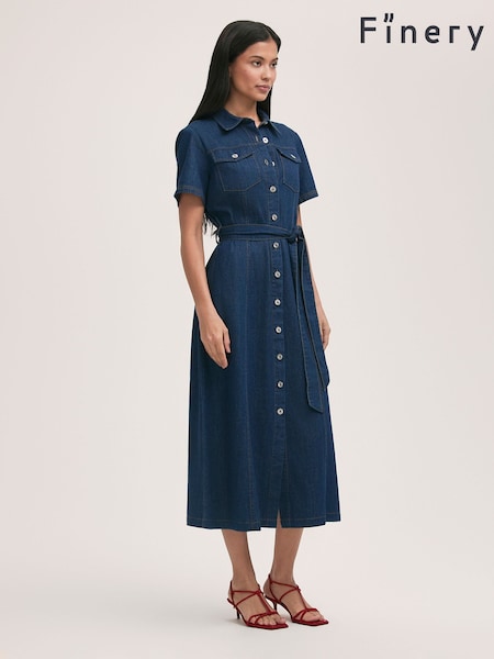 Finery Lily Mid Wash Denim Midi Dress (F87441) | €65