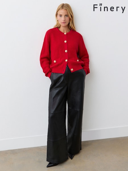 Finery Saskia Red Button Up Cotton Cardigan (F87443) | €77