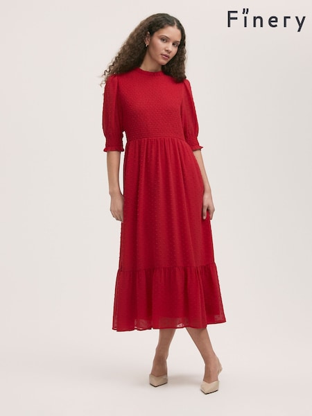 Finery Amelia Dobby Georgette Midi Tea Dress (F87448) | €78