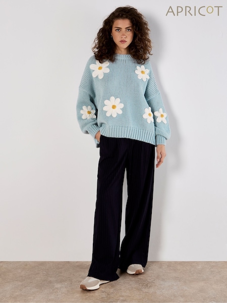 Apricot Blue Embroidered Pure Daisies Jumper (F87450) | €58