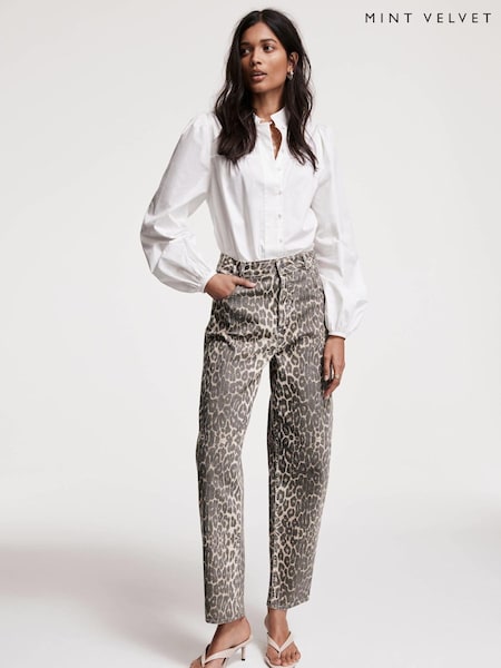 Mint Velvet Leopard Leopard Print Tapered Jeans (F87455) | AED577