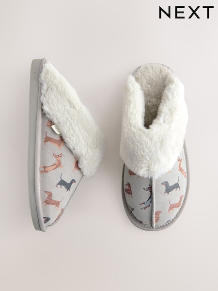 Grey Sausage Dog - Suede Mule Slippers (F87486) | ‏101 د.إ.‏