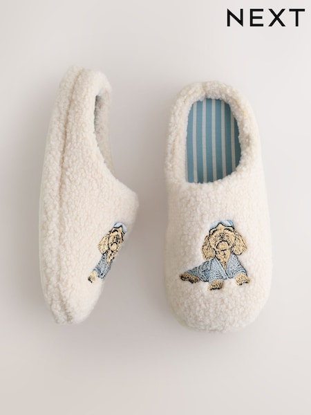 Neutral Charlie Cockapoo - Borg Mule Slippers (F87493) | R$ 130