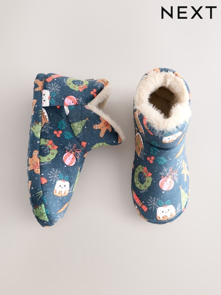 Navy Festive Food Plush Boot Slippers (F87494) | R$ 155