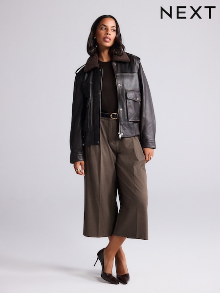 Brown Checked Tailored Culottes (F87523) | €45