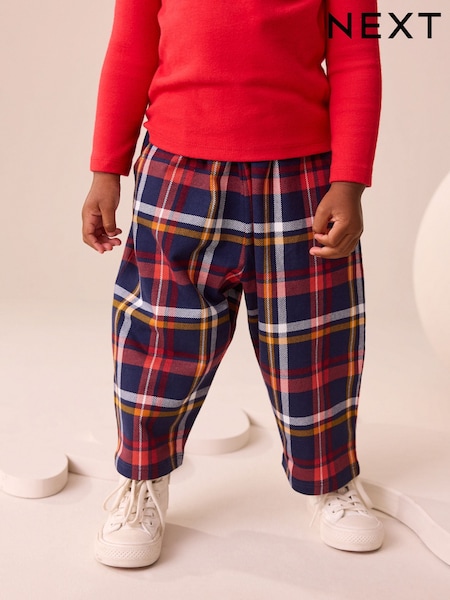 Navy Check Barrel Leg Trousers (3mths-7yrs) (F87570) | 49 QAR - 59 QAR