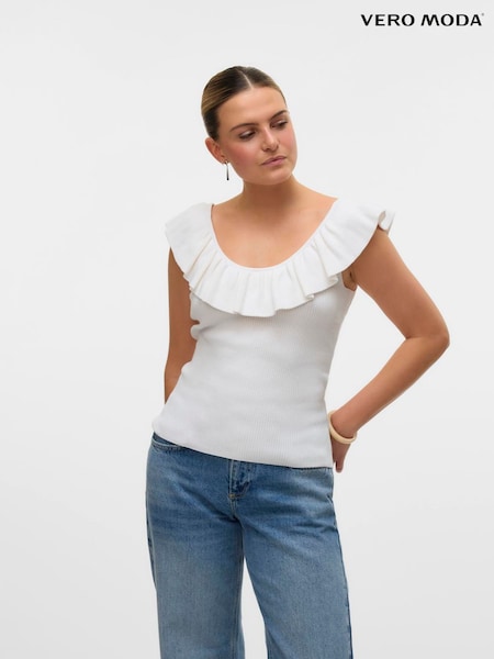 VERO MODA Knitted Ruffle Detail Top (F87575) | ‏126‏₪