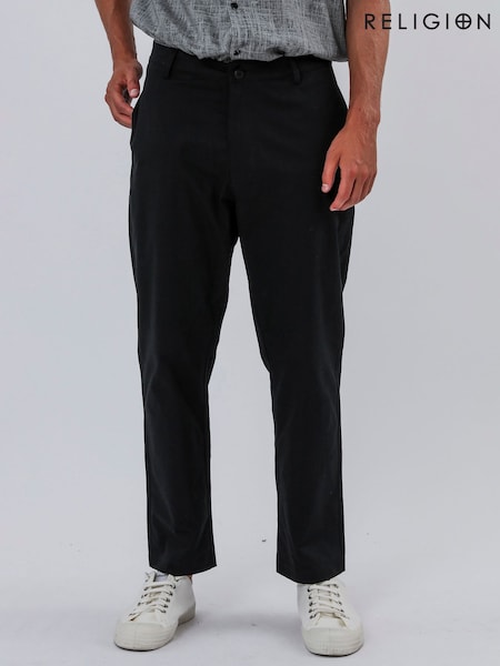 Religion Black 100% Cotton Lightweight Basic Chino Trousers (F87581) | €113