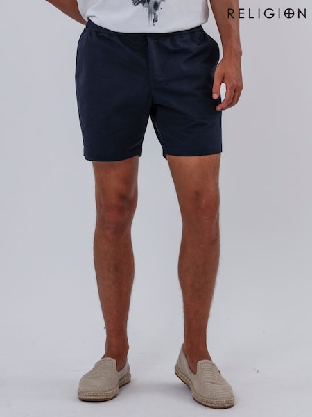 Синий - Religion Elasticated 100% Cotton Shorts (F87585) | €79