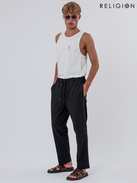 Religion Blue 100% Cotton Elasticated Chinos Trousers (F87586) | €113
