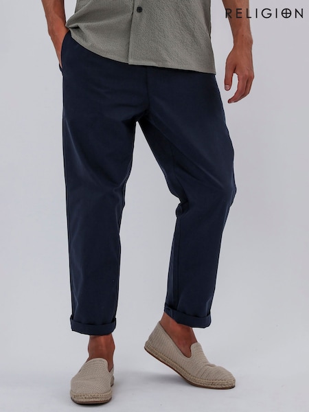 Religion Blue 100% Cotton Lightweight Basic Chino Trousers (F87594) | €113