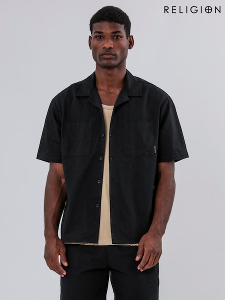 Religion Black Lightweight Short Sleeve Shirt (F87597) | €86