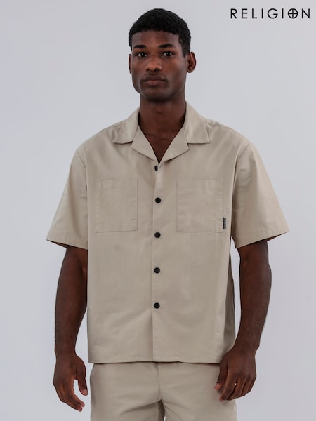 Religion Cream Lightweight Short Sleeve Shirt (F87599) | €92